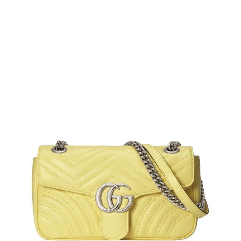 GG MARMONT MATELASSE SHOULDER BAG LIGHT YELLOW 26CM