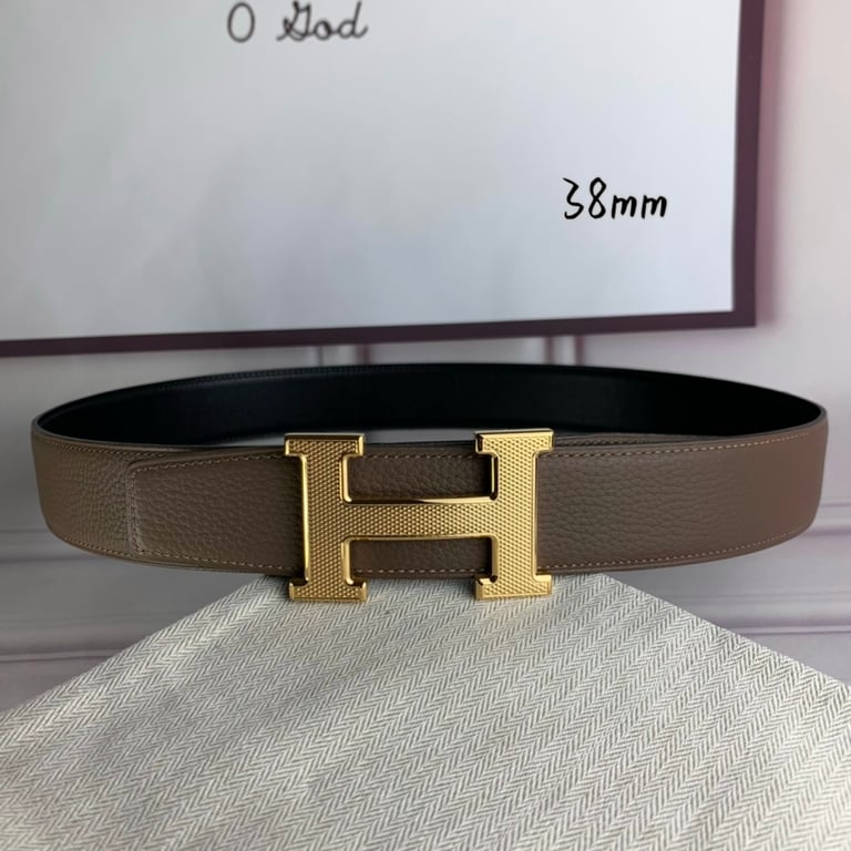 HM BELT TOGO SWIFT GOLD BUCKLE LIGHT BROWN 38MM