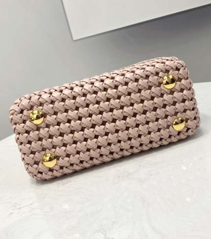 FI Peekaboo Mini Pale Pink Braided Bag For Woman 18cm/7in