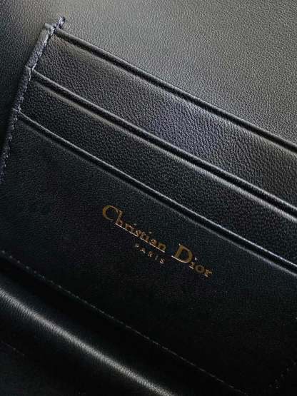 DIR MISS CARO MINI BAG BLACK MACROCANNAGE LAMBSKIN 17CM