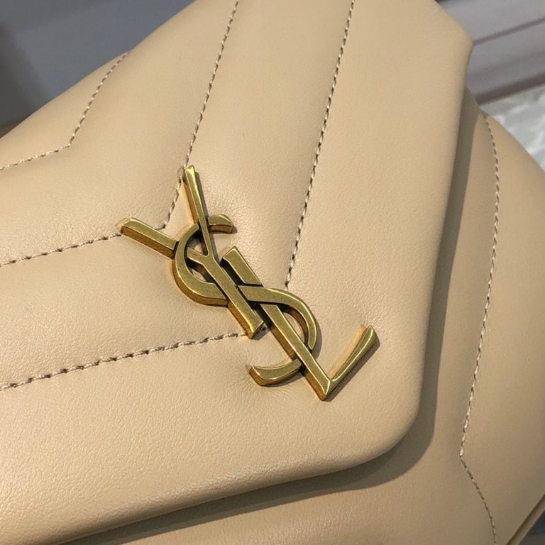 SAINT LAURENT LOULOU TOY STRAP BAG IN QUILTED Y LEATHER BEIGE