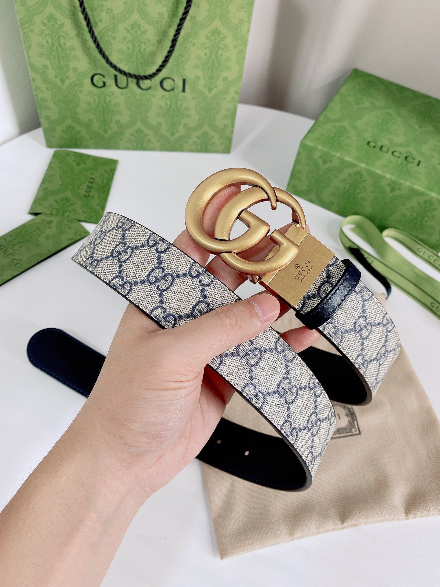 GG'S SUPREME BELT WITH G BUCKLE GOLD METAL 3.8CM