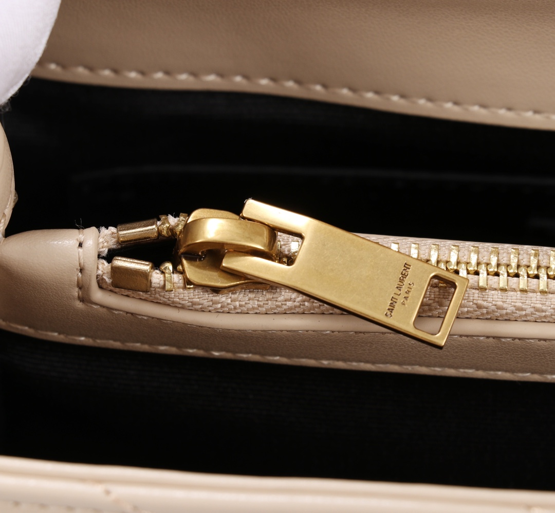 YSL LOULOU SMALL CHAIN BAG IN MATELASSÉ Y DARK BEIGE GOLD 23CM 494699DV7272721