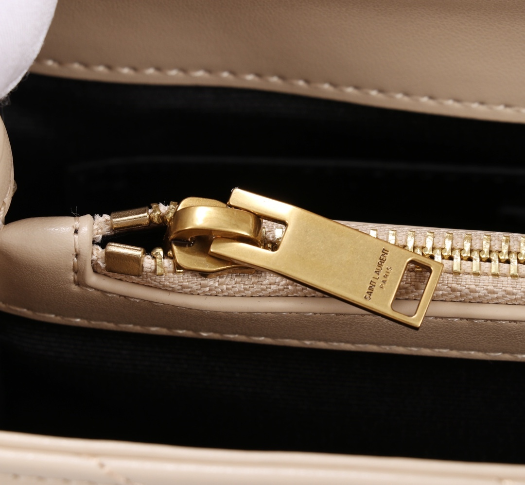 YSL LOULOU SMALL CHAIN BAG IN MATELASSÉ Y DARK BEIGE GOLD 23CM 494699DV7272721