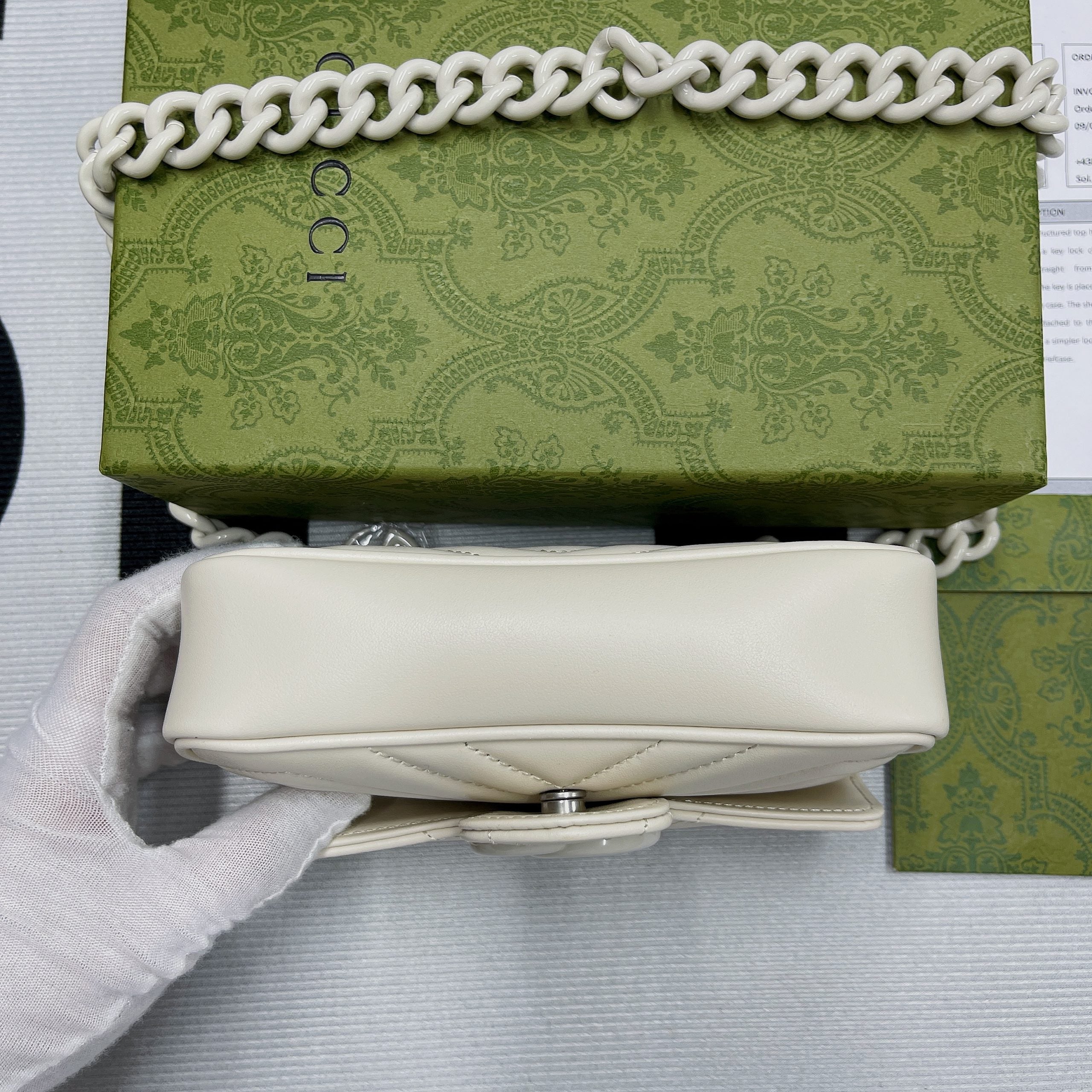 gg Marmont Super Mini Bag White For Women, Women&#8217;s Bags 6.2in/17cm gg