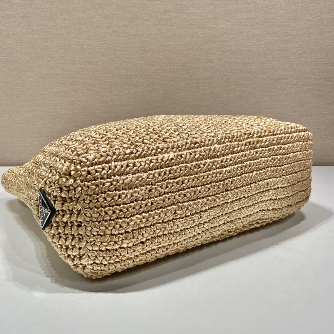 PR BEIGE RAFFIA TOTE BAG 18.5IN/47CM