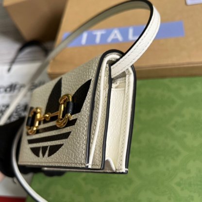 gg x Adidas Card Case With Horsebit White For Women, Women&#8217;s Bags 4.2in/11cm gg‎ 702248 DJ24G 8847