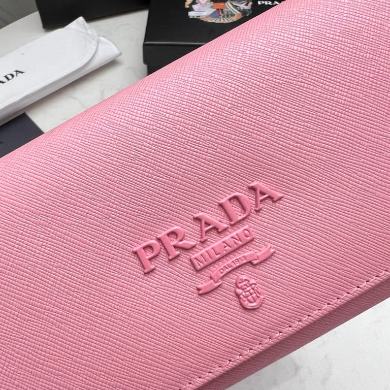 PR SAFFIANO MONOCHROME FLAP LONG WALLET FULL LIGHT PINK 19CM 1MH132 ZLP F061H