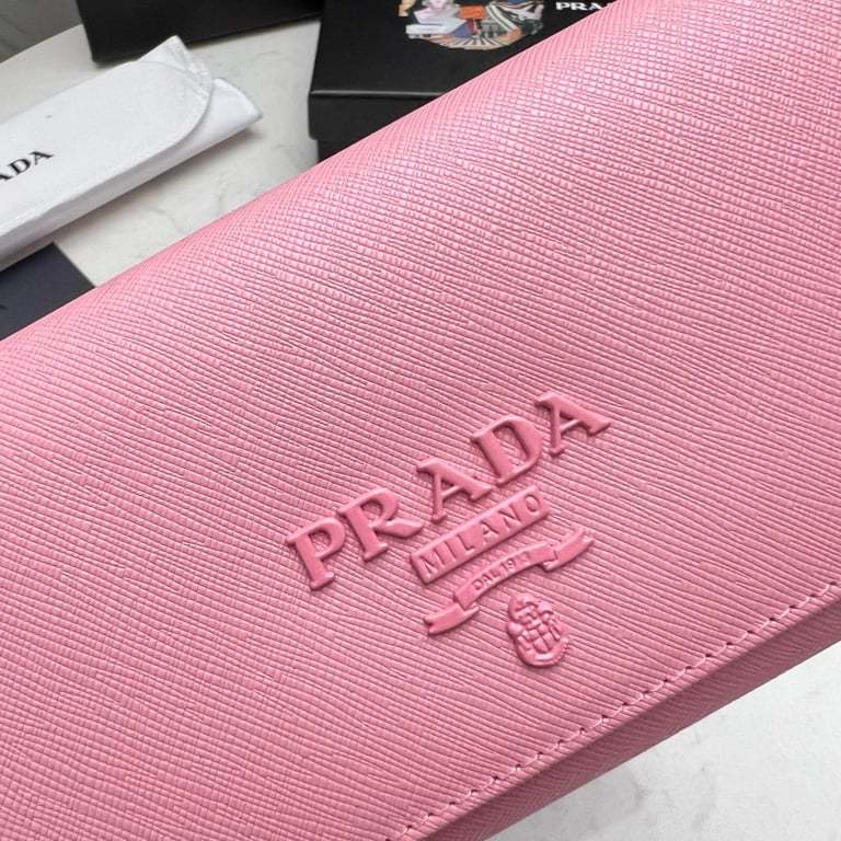 PR SAFFIANO MONOCHROME FLAP LONG WALLET FULL LIGHT PINK 19CM 1MH132 ZLP F061H