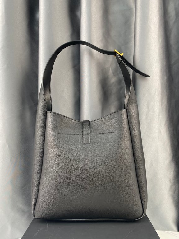 SAINT LAURENT LE 5 A 7 SOFT SMALL HOBO BAG IN SMOOTH LEATHER BLACK