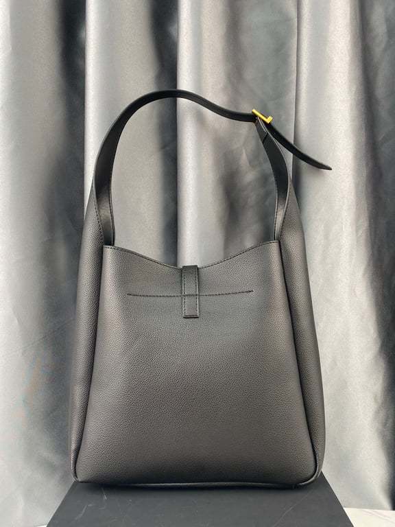 SAINT LAURENT LE 5 A 7 SOFT SMALL HOBO BAG IN SMOOTH LEATHER BLACK