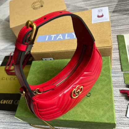 gg Marmont Half Moon Shaped Mini Bag Red For Women, Women&#8217;s Bags 8.5in/22cm gg