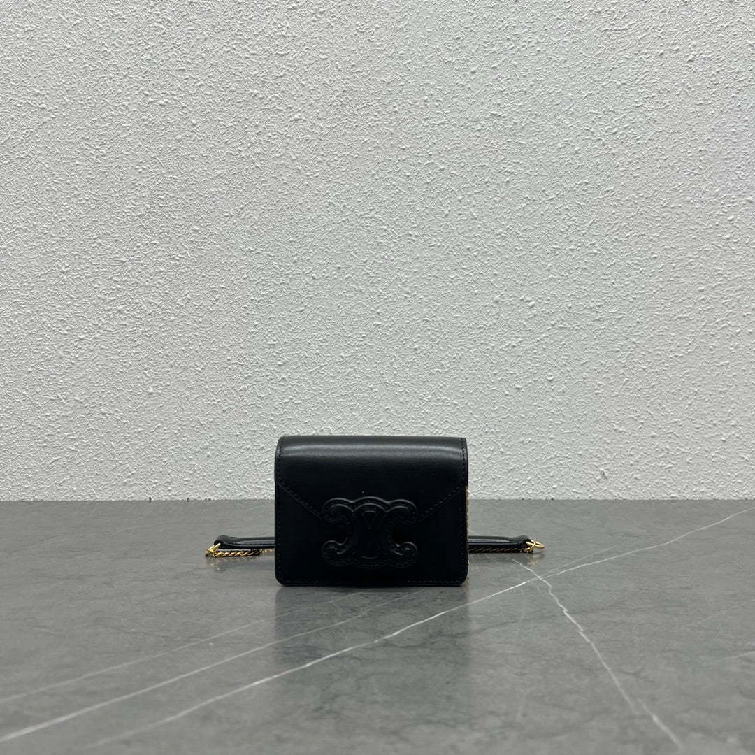 CE Card Holder On Chain Triomphe Black For Women 4in/11cm 10J743DPV.38NO