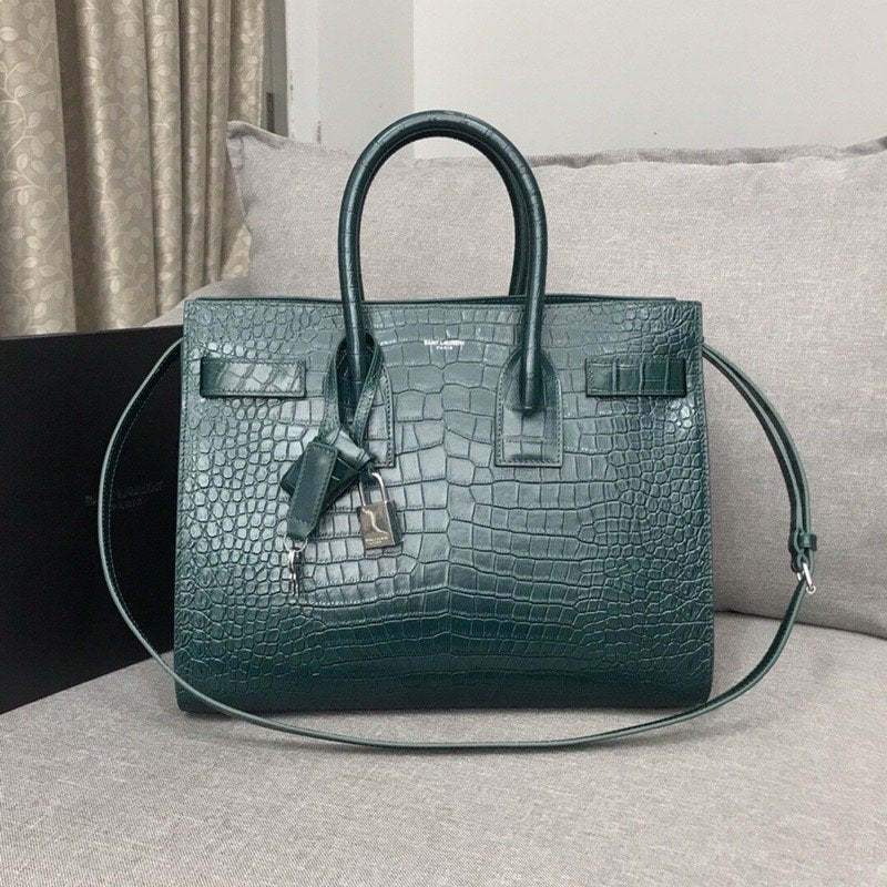 YSSL Sac De Jour Small In Embossed Crocodile Green For Women 12.5in/32cm YSL 