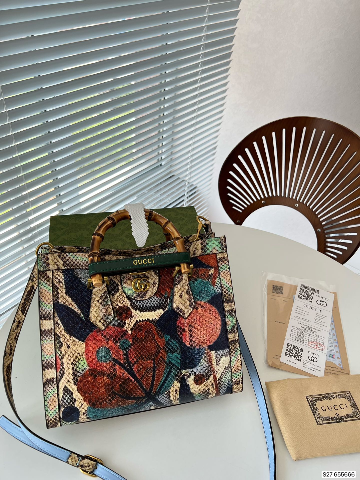GG DIANA MEDIUM PYTHON TOTE BAG 27CM 678842 EYXLT 9480