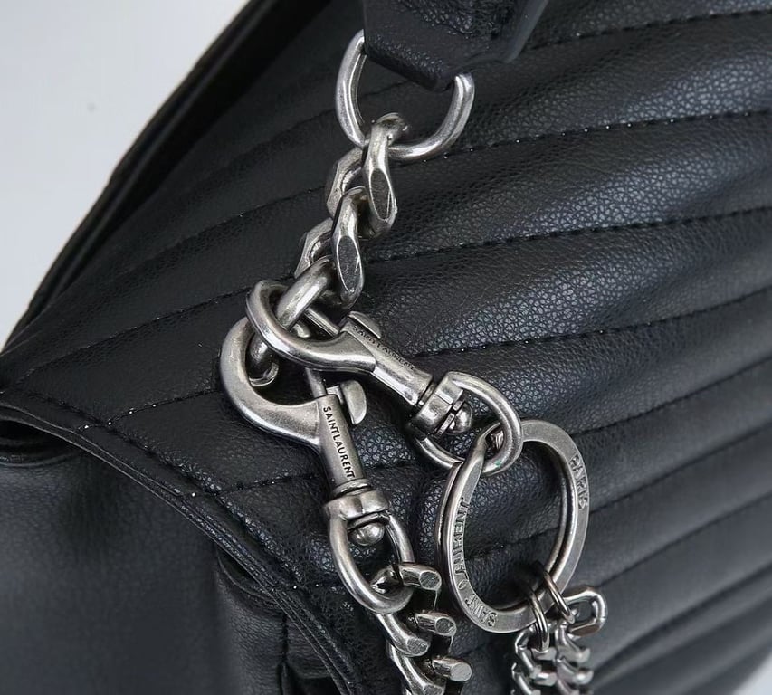 SAINT LAURENT COLLEGE LARGE CHAIN BAG BLACK 32CM