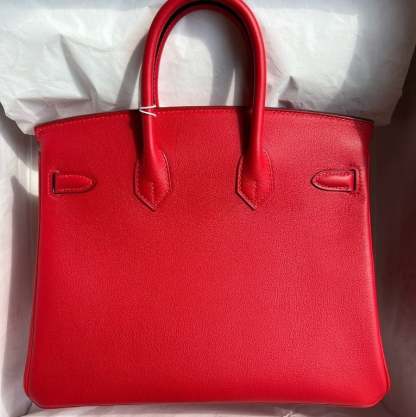 HM BIRKIN SWIFT S3 BRIGHT RED GOLD HARDWARE 25CM