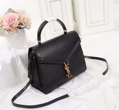 SAINT LAURENT CASSANDRA MEDIUM TOP HANDLE BAG BLACK GOLD 24CM