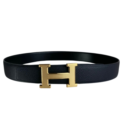 HM BELT TOGO SWIFT GOLD BUCKLE BLACK 38MM