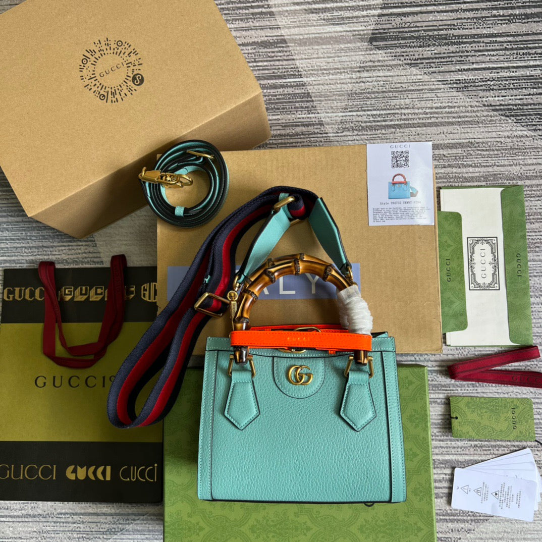gg Diana Mini Tote Bag Light Blue For Women, Women’s Bags 7.9in/20cm gg ‎702732 U3ZDT 4377
