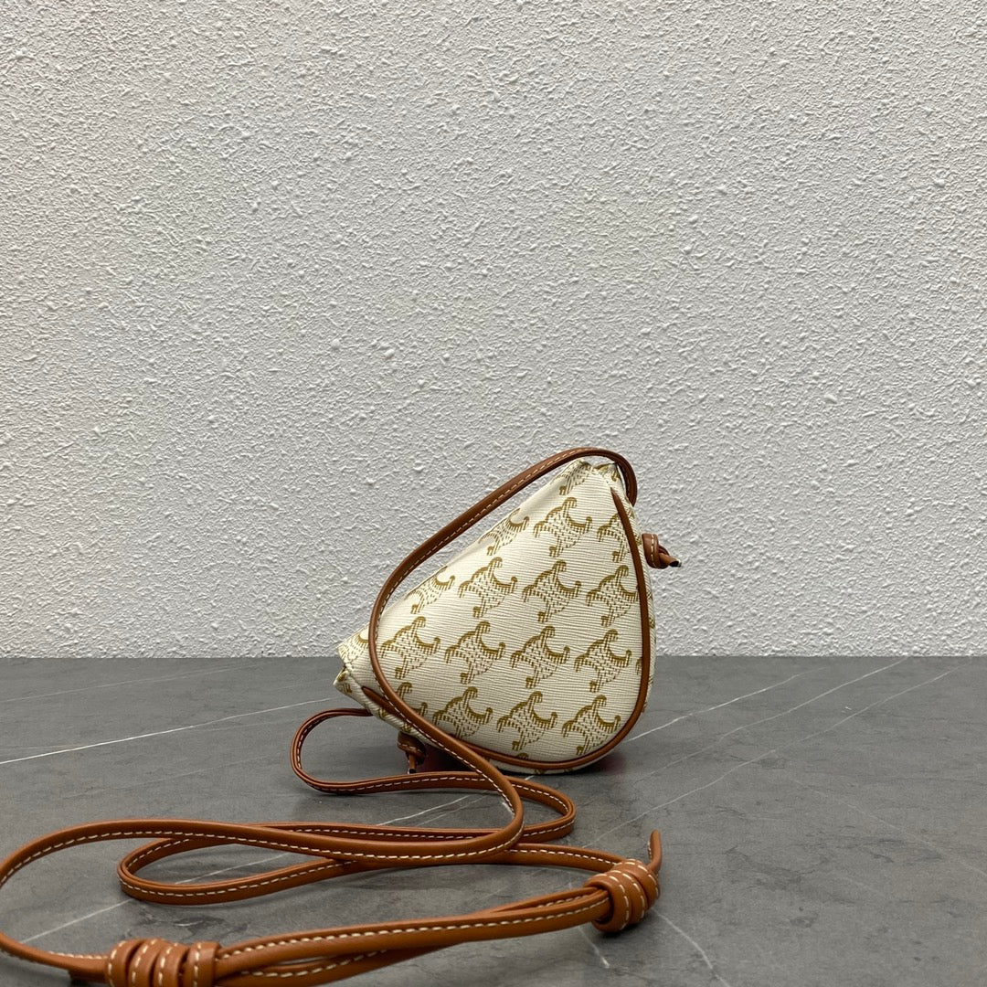 CE Mini Triangle In Triomphe Canvas With CE Print White For Women 8in/21cm 