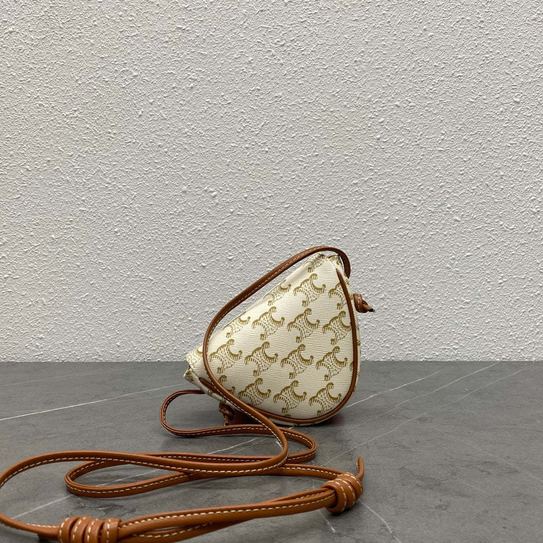 CE Mini Triangle In Triomphe Canvas With CE Print White For Women 8in/21cm 