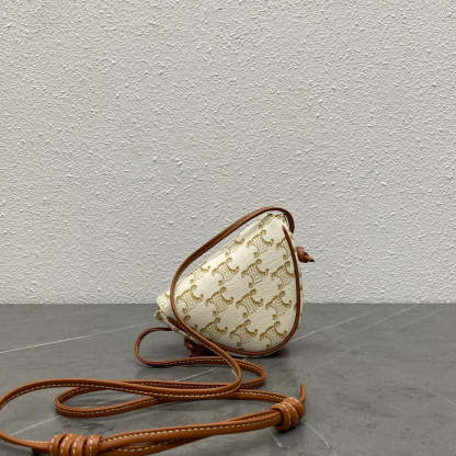 CE Mini Triangle In Triomphe Canvas With CE Print White For Women 8in/21cm 