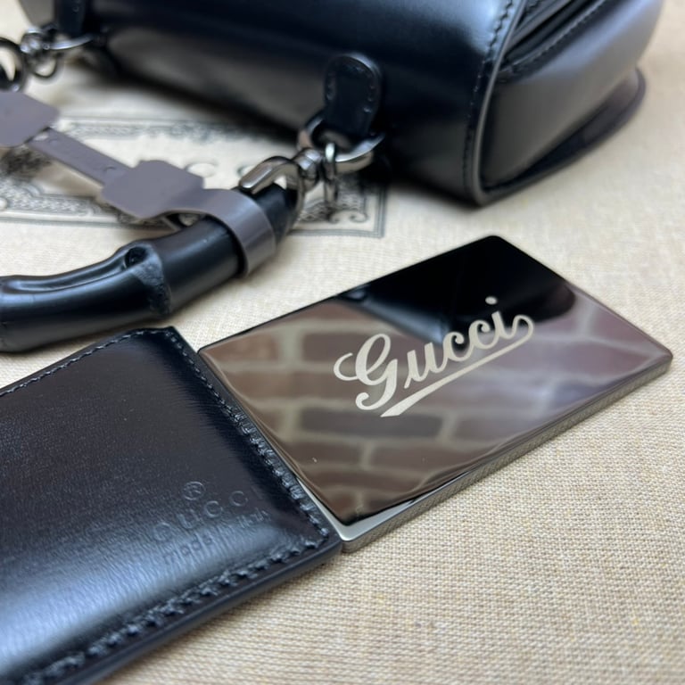 GG BAMBOO 1947 SMALL TOP HANDLE BLACK BAG 21CM