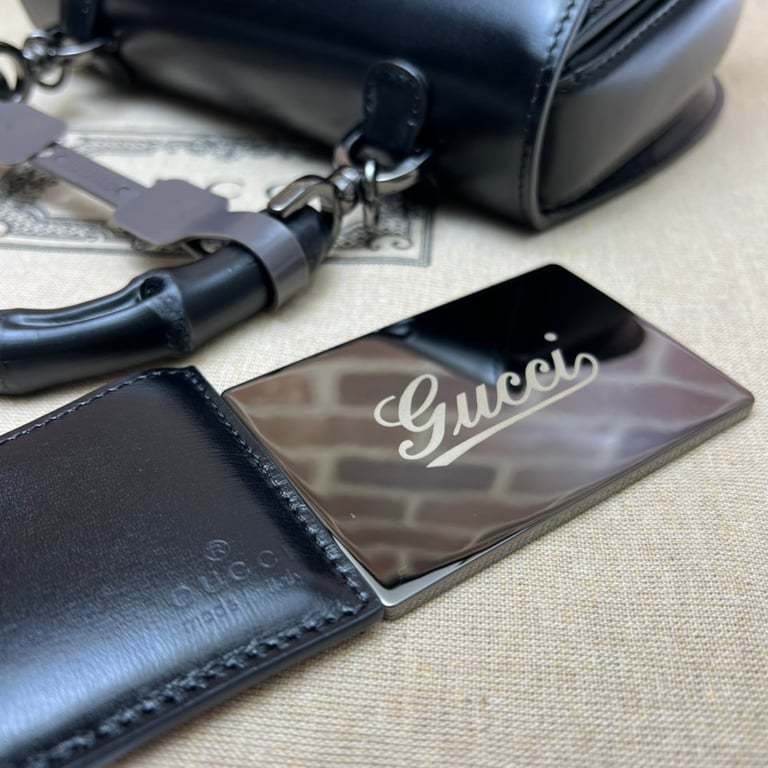 GG BAMBOO 1947 SMALL TOP HANDLE BLACK BAG 21CM