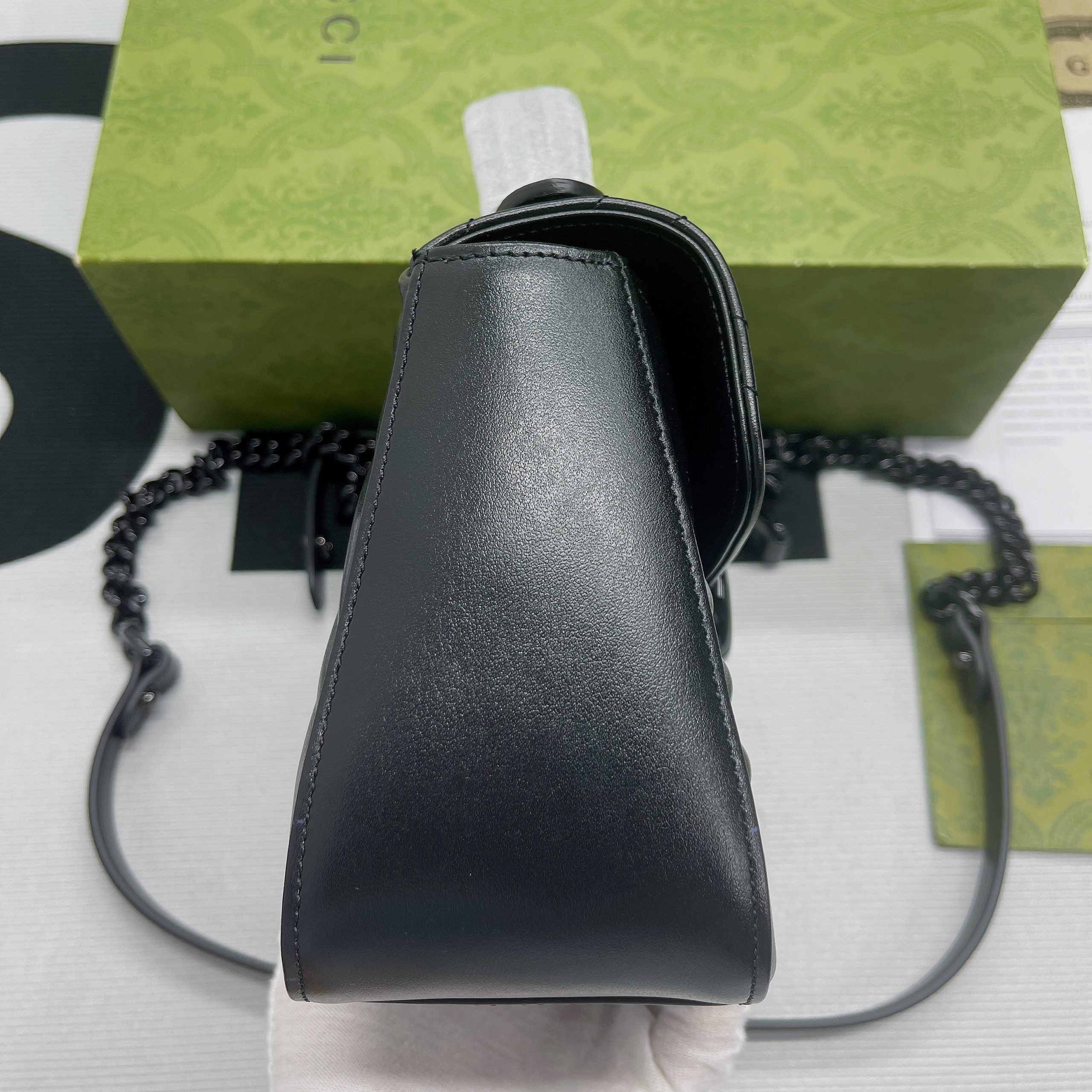 gg Marmont Mini Top Handle Bag Black For Women, Women’s Bags 8.3in/21cm gg ‎