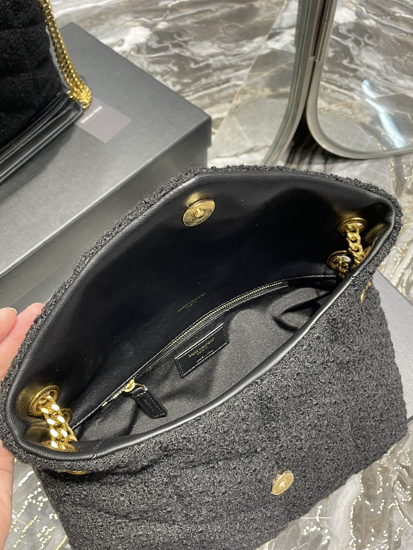 YSSL Puffer Small Chain Bag Black For Women, Women’s Bags 11.4in/29cm YSL‎
