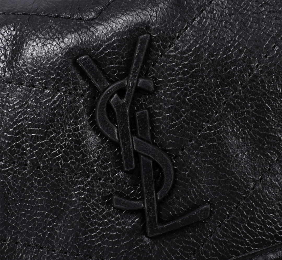 YSL NIKI BABY CHAIN BAG IN CRINKLED VINTAGE BLACK NOIR 21CM 6331600EN041000