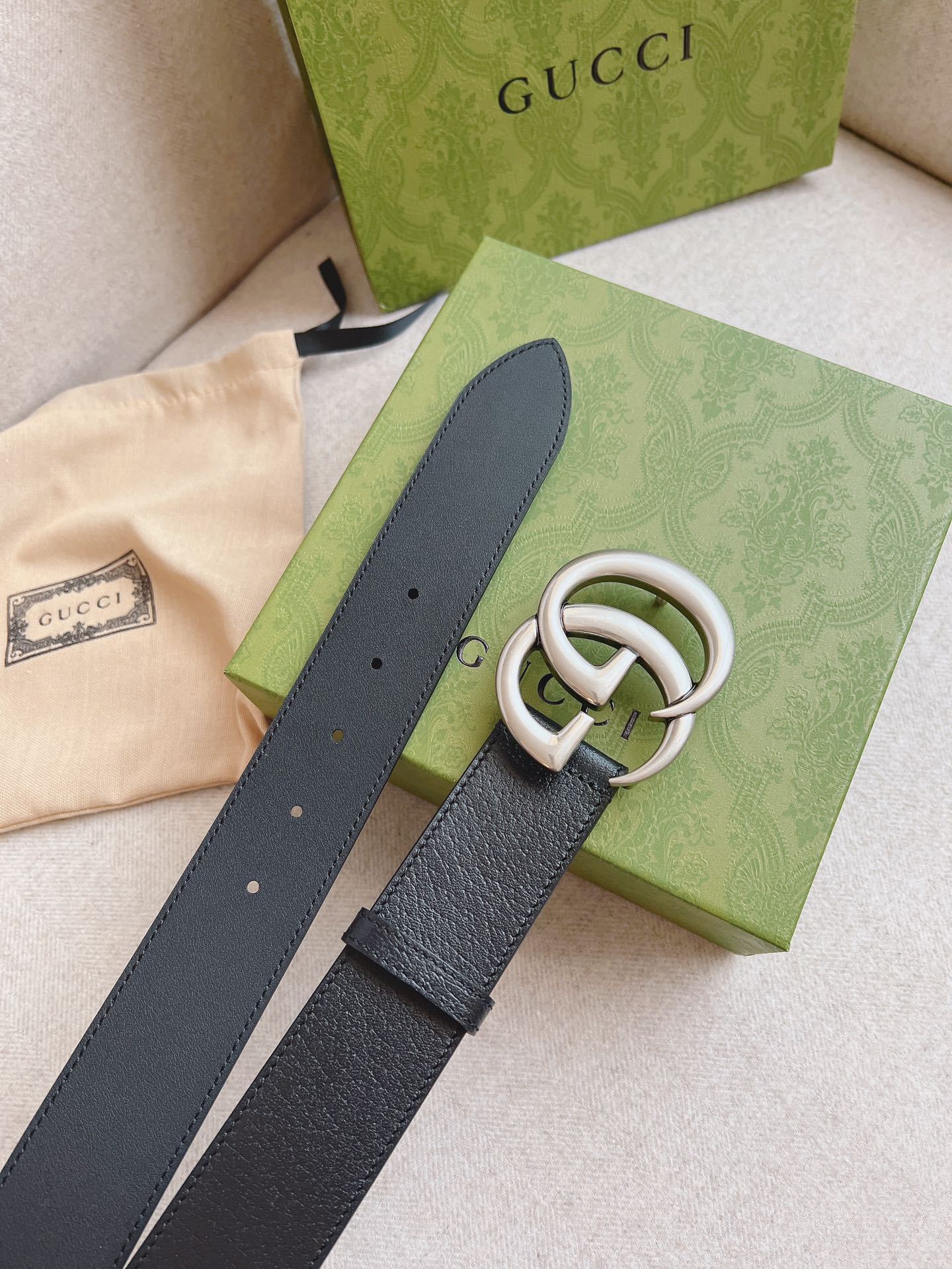 GG MAMON GG SILVER LOGO BELT 4CM