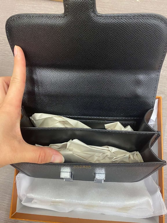 HM 18CM CONSTANCE EPSOM CK89 BLACK SILVER HARDWARE