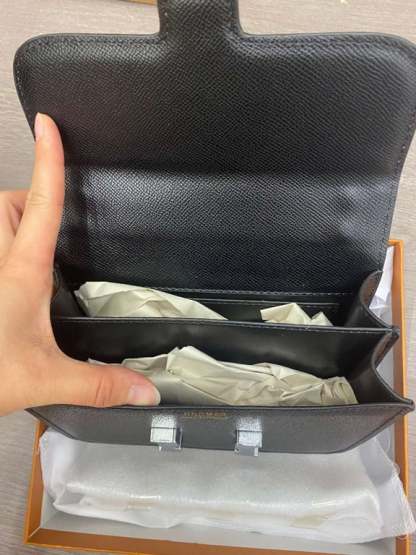 HM 18CM CONSTANCE EPSOM CK89 BLACK SILVER HARDWARE