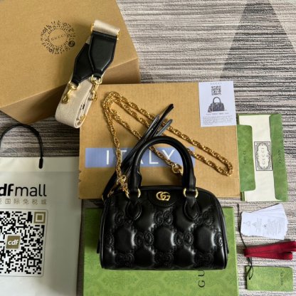 gg Matelasse Top Handle Bag Black For Women, Women&#8217;s Bags 7.5in/19cm gg ‎702251 UM8HG 1046