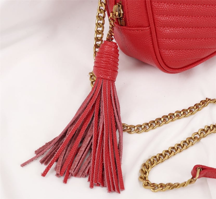 SAINT LAURENT LOU CAMERA BAG IN QUILTED LEATHER RED 18CM