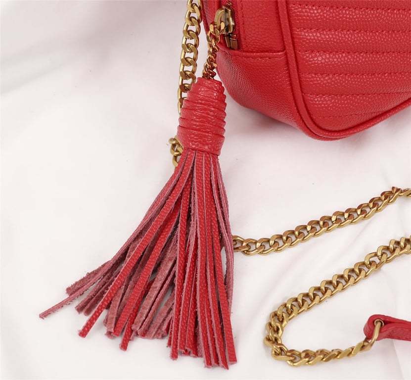 SAINT LAURENT LOU CAMERA BAG IN QUILTED LEATHER RED 18CM