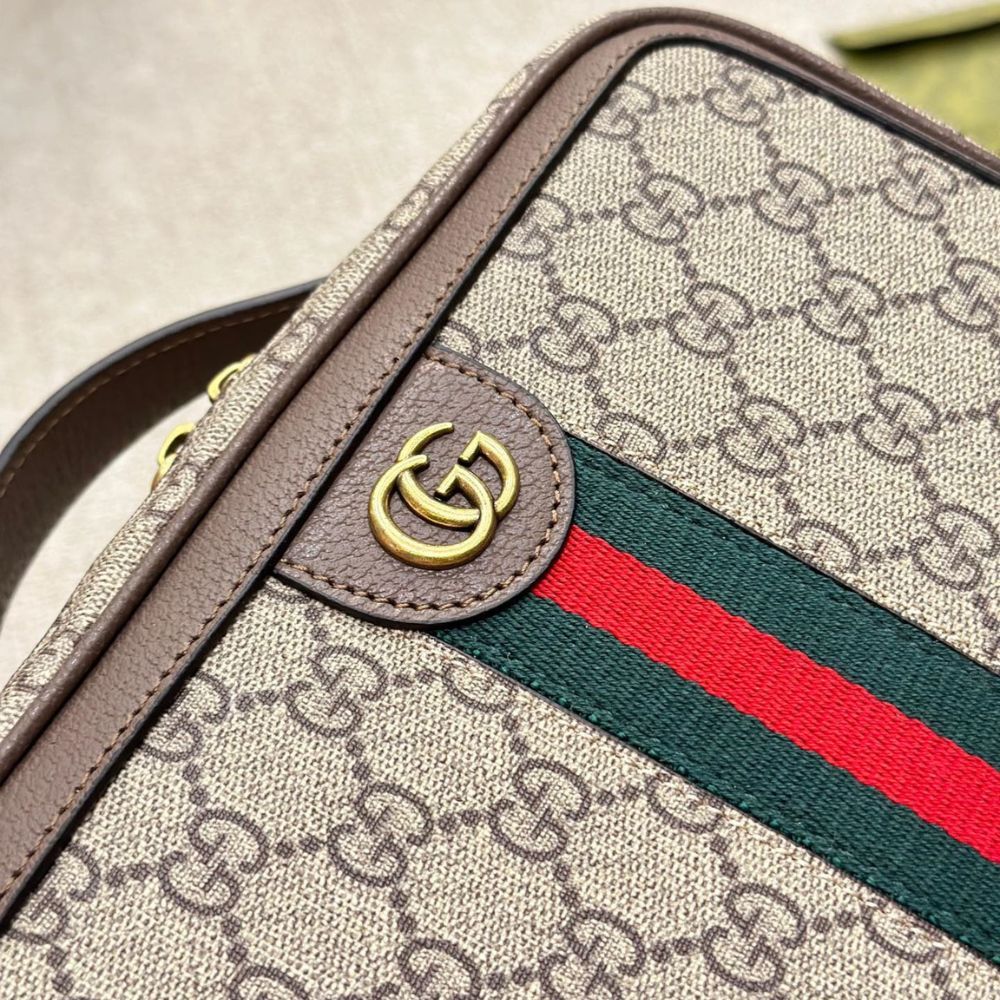 GG OPHIDIA SHOULDER BAG BROWN 25CM