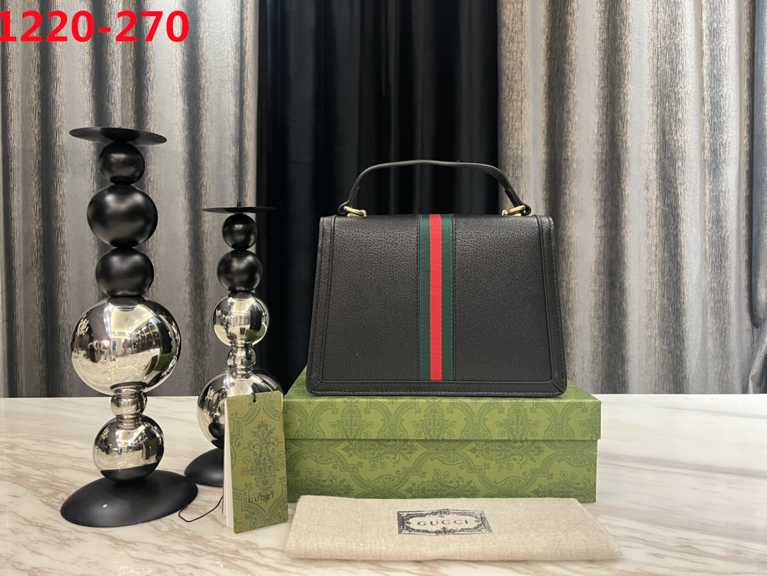 GG GG MATELASSÉ SMALL TOP HANDLE BAG BLACK 24CM