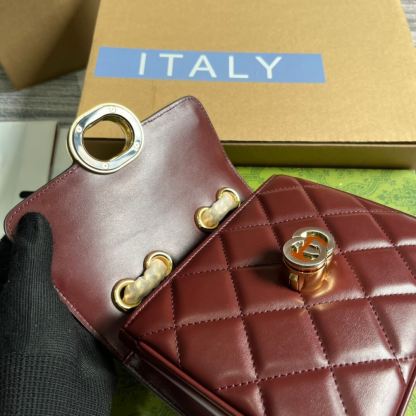 GC 741457 Deco Small size shoulder bag 18cm crimson
