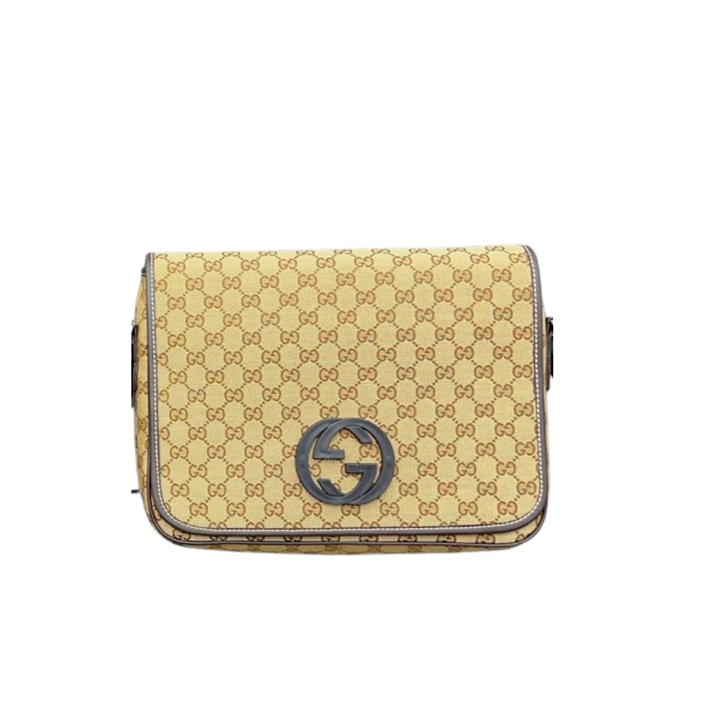 GG SUPREME INTERLOCKING G MESSENGER BAG BEIGE 32CM