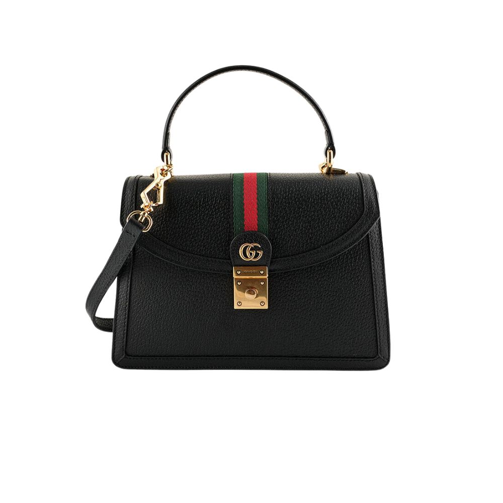 GG GG MATELASSÉ SMALL TOP HANDLE BAG BLACK 24CM