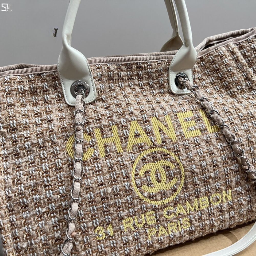 CC DEAUVILLE LARGE TOTE SHOPPING BAG BEIGE 38CM