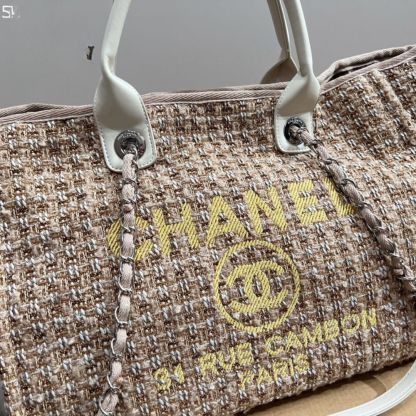 CC DEAUVILLE LARGE TOTE SHOPPING BAG BEIGE 38CM