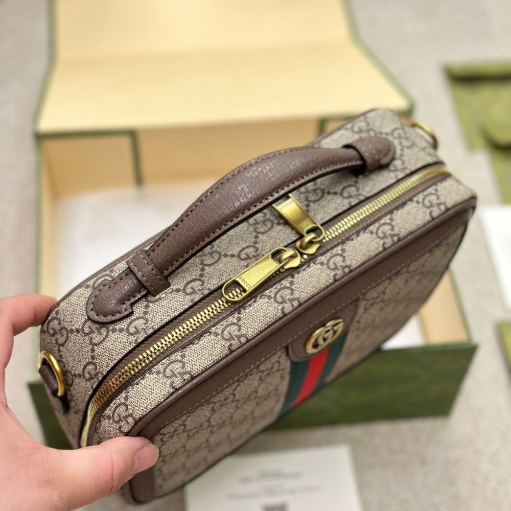 GG OPHIDIA SHOULDER BAG BROWN 25CM