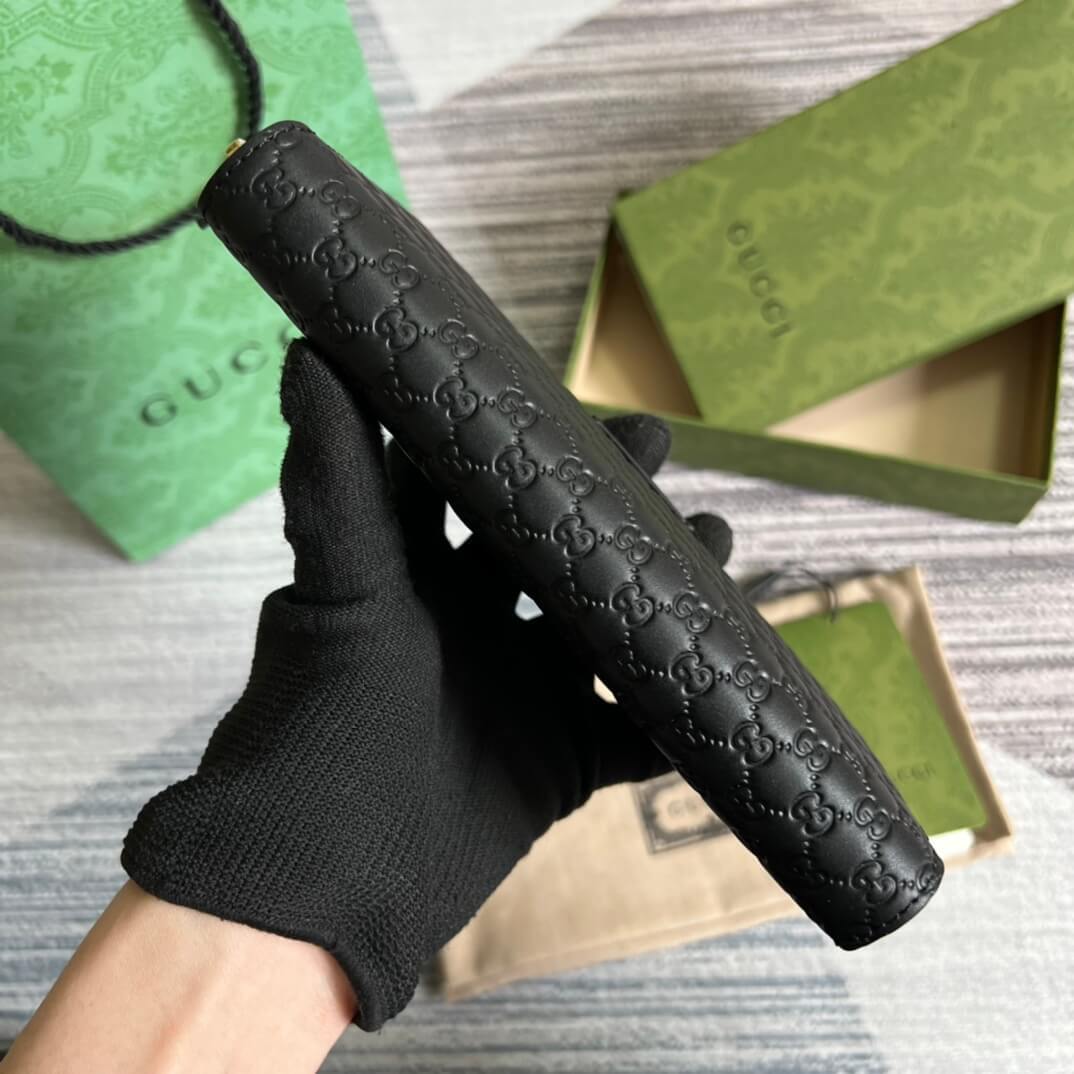 GG 449391 Marmont black 19cm Small G embossed cowhide