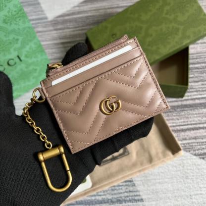 GG 627064 Marmont wallet 10cm Milk tea color Canvas