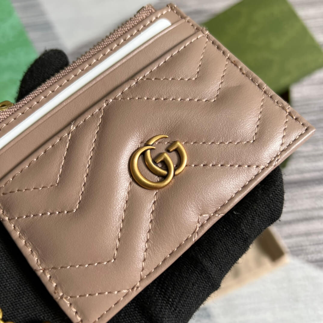 GG 627064 Marmont wallet 10cm Milk tea color Canvas