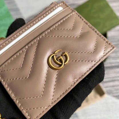 GG 627064 Marmont wallet 10cm Milk tea color Canvas